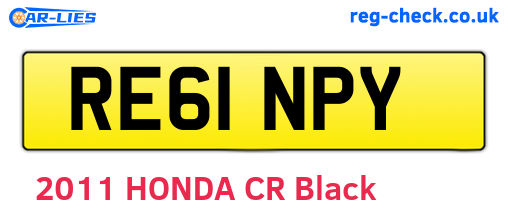 RE61NPY are the vehicle registration plates.