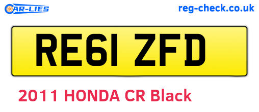 RE61ZFD are the vehicle registration plates.