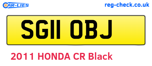 SG11OBJ are the vehicle registration plates.