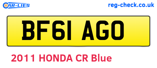 BF61AGO are the vehicle registration plates.