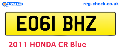 EO61BHZ are the vehicle registration plates.