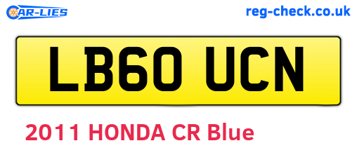 LB60UCN are the vehicle registration plates.