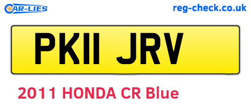 PK11JRV are the vehicle registration plates.
