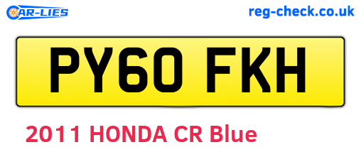 PY60FKH are the vehicle registration plates.