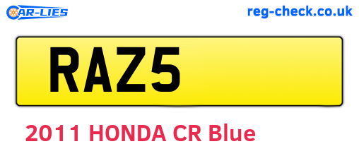 RAZ5 are the vehicle registration plates.