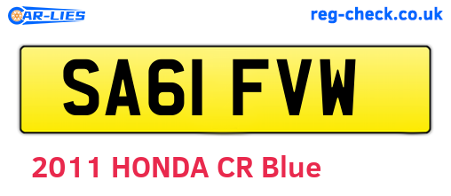 SA61FVW are the vehicle registration plates.