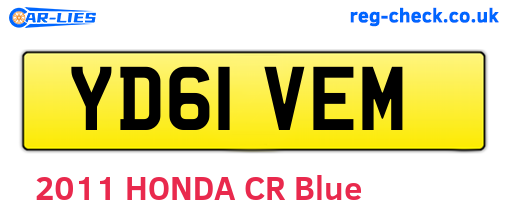YD61VEM are the vehicle registration plates.