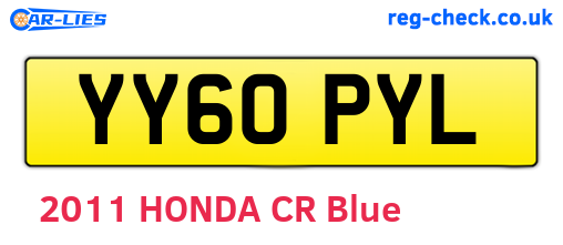 YY60PYL are the vehicle registration plates.