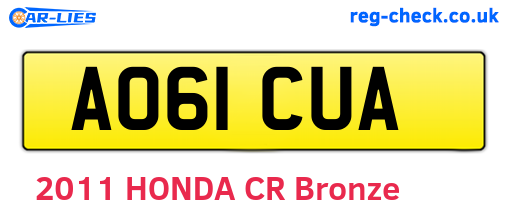 AO61CUA are the vehicle registration plates.