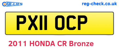 PX11OCP are the vehicle registration plates.