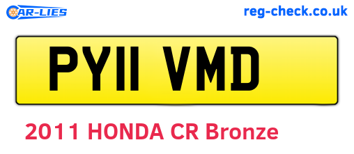 PY11VMD are the vehicle registration plates.