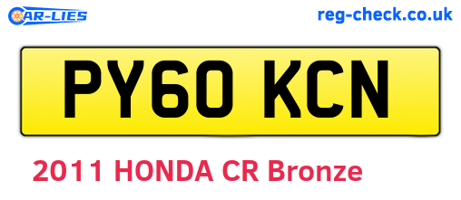 PY60KCN are the vehicle registration plates.