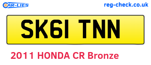 SK61TNN are the vehicle registration plates.