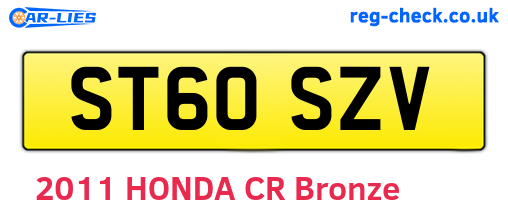 ST60SZV are the vehicle registration plates.