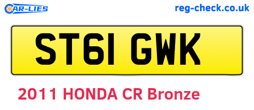 ST61GWK are the vehicle registration plates.