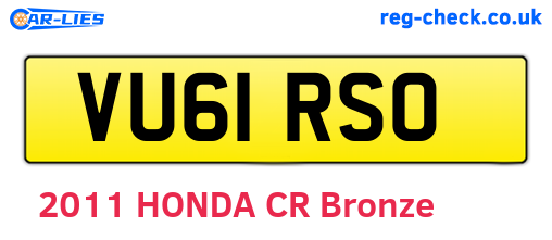 VU61RSO are the vehicle registration plates.