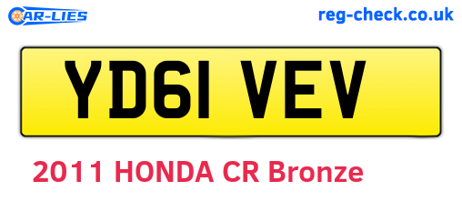 YD61VEV are the vehicle registration plates.