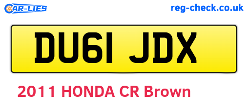 DU61JDX are the vehicle registration plates.