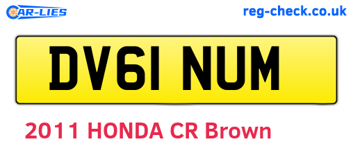 DV61NUM are the vehicle registration plates.