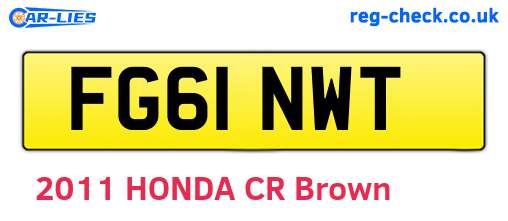 FG61NWT are the vehicle registration plates.