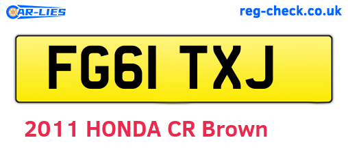 FG61TXJ are the vehicle registration plates.