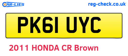 PK61UYC are the vehicle registration plates.