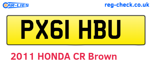 PX61HBU are the vehicle registration plates.