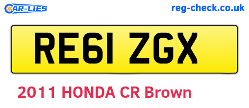 RE61ZGX are the vehicle registration plates.