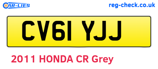 CV61YJJ are the vehicle registration plates.