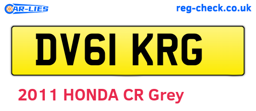 DV61KRG are the vehicle registration plates.