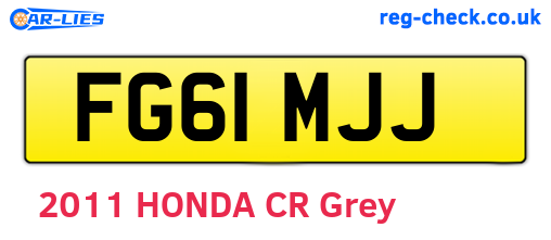 FG61MJJ are the vehicle registration plates.