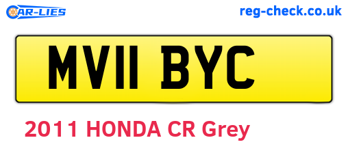 MV11BYC are the vehicle registration plates.
