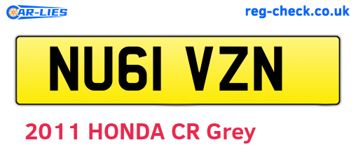 NU61VZN are the vehicle registration plates.