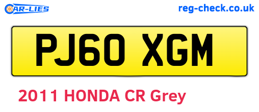 PJ60XGM are the vehicle registration plates.