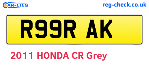 R99RAK are the vehicle registration plates.
