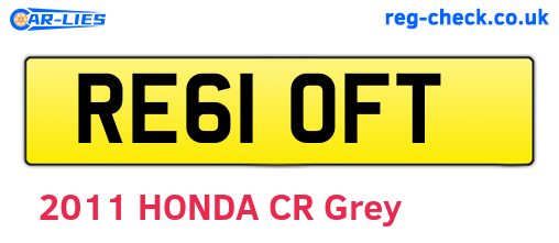 RE61OFT are the vehicle registration plates.