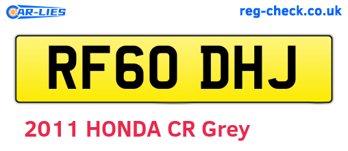 RF60DHJ are the vehicle registration plates.