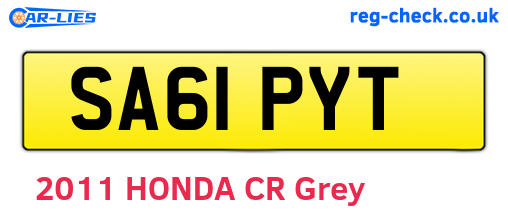 SA61PYT are the vehicle registration plates.