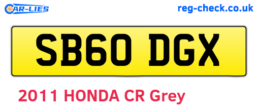 SB60DGX are the vehicle registration plates.