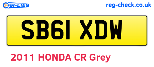 SB61XDW are the vehicle registration plates.