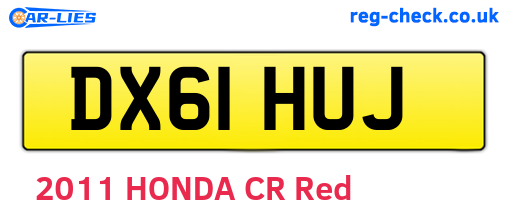 DX61HUJ are the vehicle registration plates.