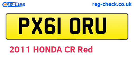PX61ORU are the vehicle registration plates.