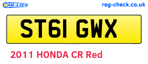 ST61GWX are the vehicle registration plates.
