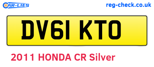 DV61KTO are the vehicle registration plates.