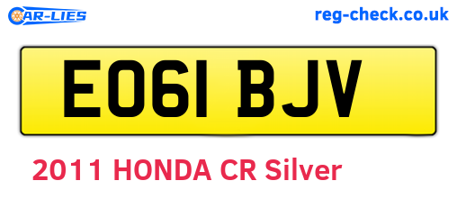 EO61BJV are the vehicle registration plates.