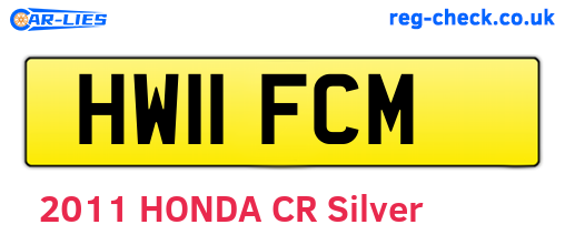 HW11FCM are the vehicle registration plates.