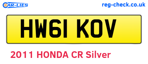 HW61KOV are the vehicle registration plates.