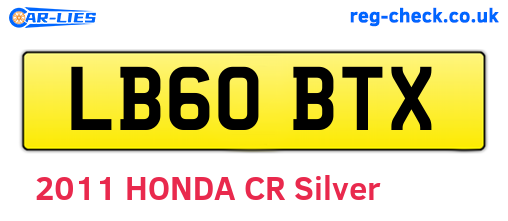LB60BTX are the vehicle registration plates.