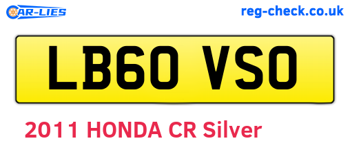 LB60VSO are the vehicle registration plates.