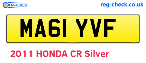 MA61YVF are the vehicle registration plates.